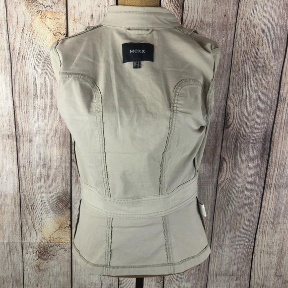 Mexx Beige Button Front Long Sleeve Jacket Sz 12 - Picture 8 of 11